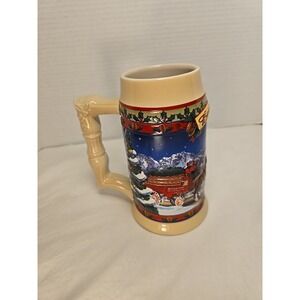 2003 Budweiser Old Towne Christmas Holiday Stein Beer Mug Clydesdale Horses 24oz